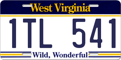 WV license plate 1TL541