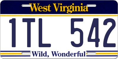 WV license plate 1TL542