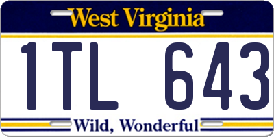 WV license plate 1TL643