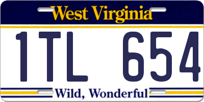 WV license plate 1TL654