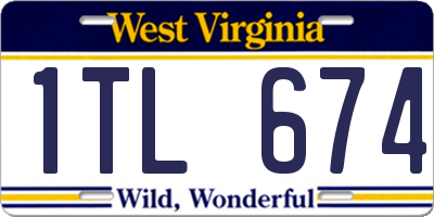 WV license plate 1TL674
