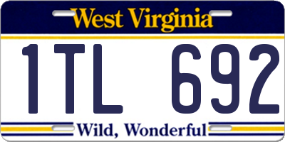 WV license plate 1TL692