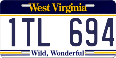 WV license plate 1TL694
