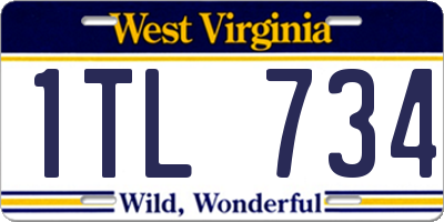 WV license plate 1TL734