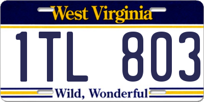 WV license plate 1TL803