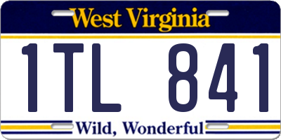WV license plate 1TL841