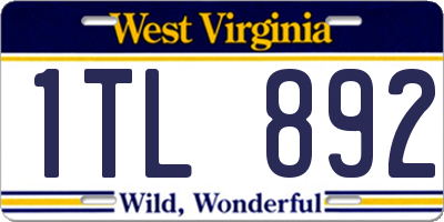 WV license plate 1TL892