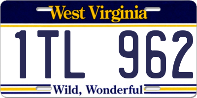 WV license plate 1TL962