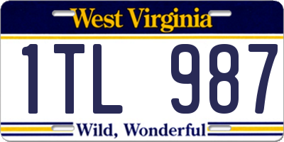 WV license plate 1TL987