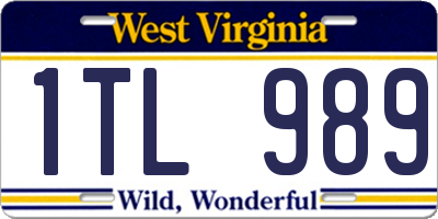 WV license plate 1TL989