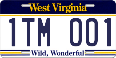 WV license plate 1TM001