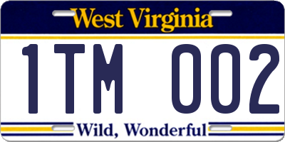 WV license plate 1TM002