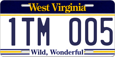 WV license plate 1TM005