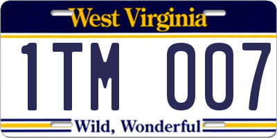WV license plate 1TM007