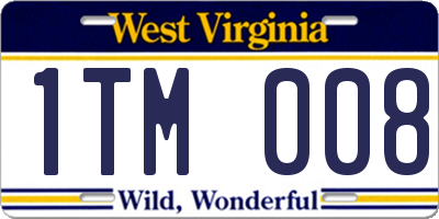 WV license plate 1TM008