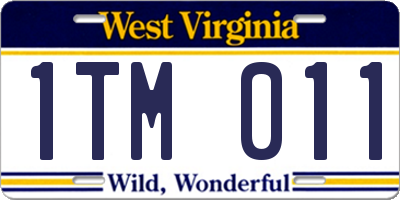 WV license plate 1TM011