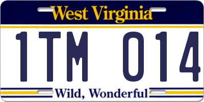 WV license plate 1TM014