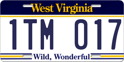 WV license plate 1TM017