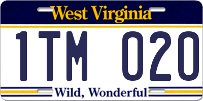 WV license plate 1TM020