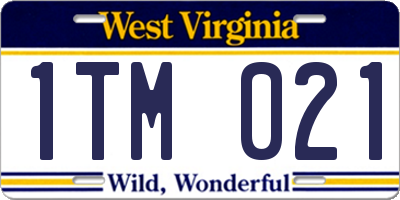 WV license plate 1TM021