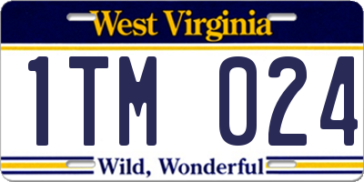 WV license plate 1TM024