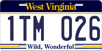 WV license plate 1TM026