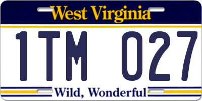 WV license plate 1TM027