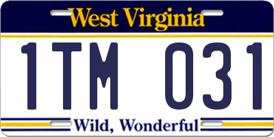 WV license plate 1TM031