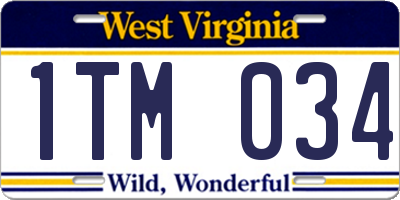 WV license plate 1TM034