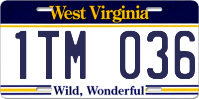 WV license plate 1TM036