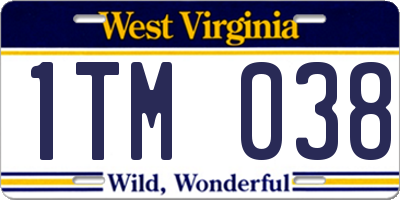 WV license plate 1TM038