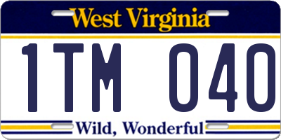 WV license plate 1TM040