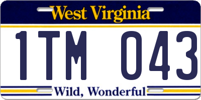 WV license plate 1TM043