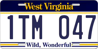 WV license plate 1TM047