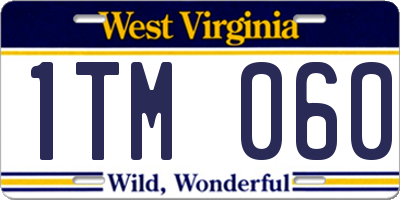 WV license plate 1TM060