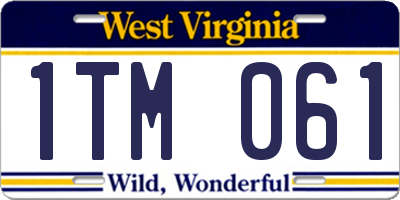 WV license plate 1TM061