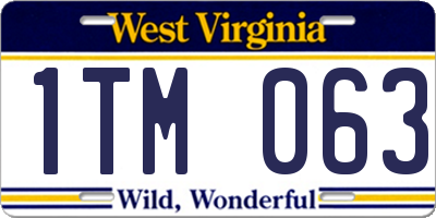 WV license plate 1TM063