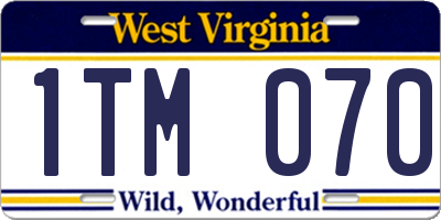 WV license plate 1TM070