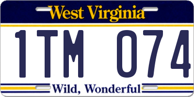 WV license plate 1TM074