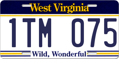 WV license plate 1TM075