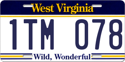 WV license plate 1TM078