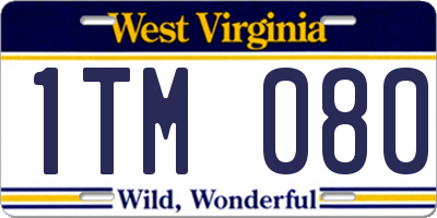 WV license plate 1TM080