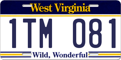 WV license plate 1TM081