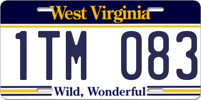 WV license plate 1TM083