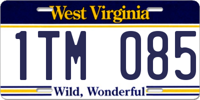 WV license plate 1TM085