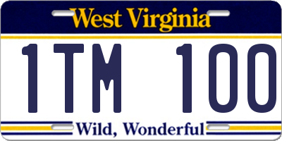 WV license plate 1TM100