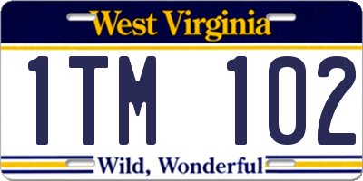 WV license plate 1TM102