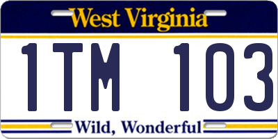 WV license plate 1TM103