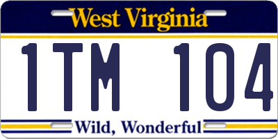 WV license plate 1TM104