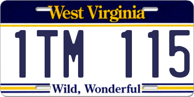 WV license plate 1TM115